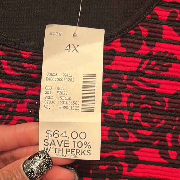 ♥️🖤”Sale”Nwt Absolutely stunning beaded detailed 3 Quarter length top! Size 4X - Picture 5 of 6